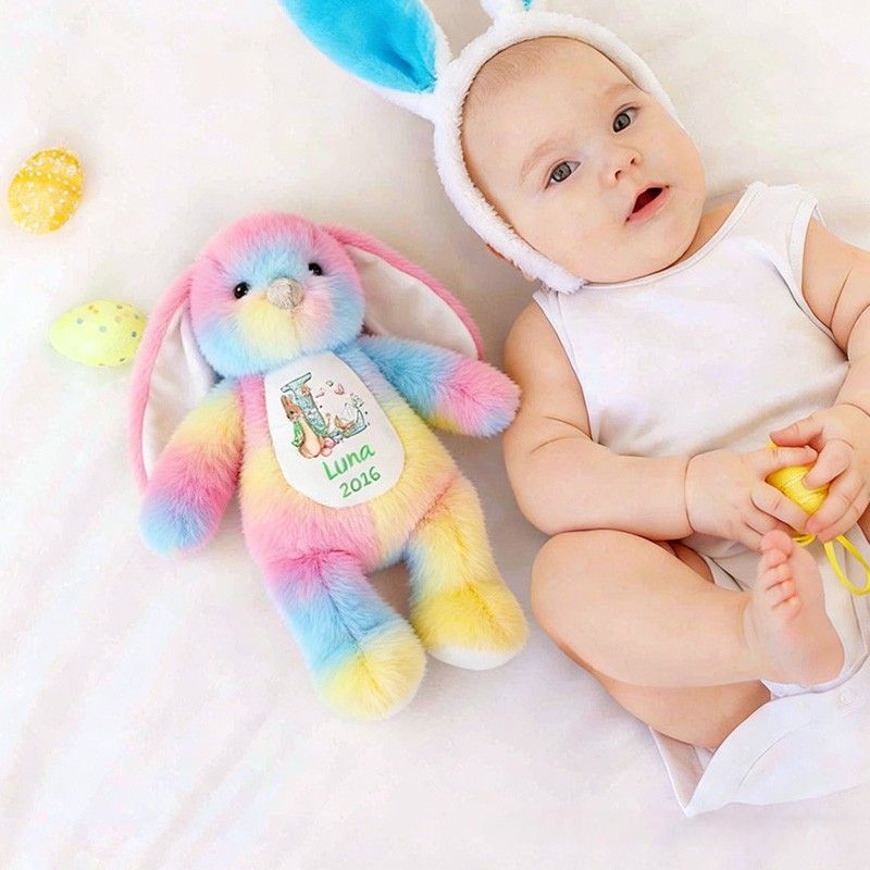 Personalized Baby Gift Theme Custom Name Soft Plush Bunny in Multiple Colors Cute Bunny Doll Toy