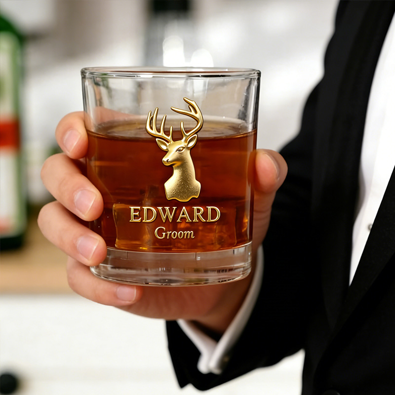 Personalized Men's Whiskey Glasses Groomsman Bachelor Favors Whiskey Glasses Custom Whiskey Cup for Men Groomsmen Proposal Cup