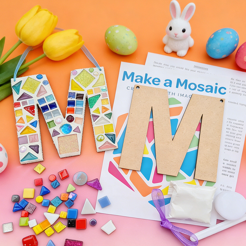 Personized Mosaic Letter Craft kit  Hanging Letters Any Initial Wood Big Letter Modern Nursery Bedroom Baby Boy Girl Decor Room Block Letter Gift For Kid