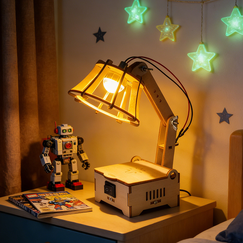Personized  DIY Wooden Lamp Kit Hand assembly Educational Toy Boy Girl Decor Gift For Kid Modern Nursery Bedroom Lamp
