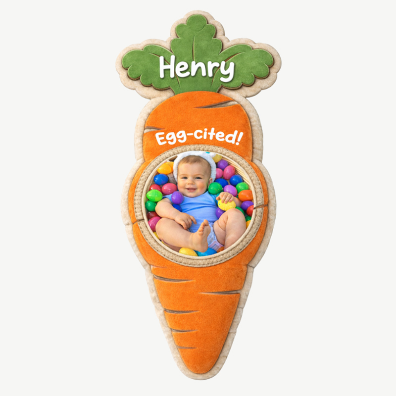 Personalized Funny Easter Carrot Shaped Pillow Custom Photo and Name Holiday Gift for Kids
