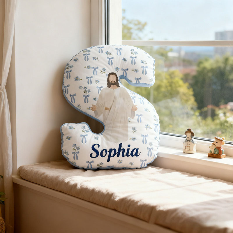 Personalized Jesus Love you Letter Pillow with Name Christian Home Decor Religious Gift Birthday Gift Jesus Lover Pillow Graphic 3D Print Pillow