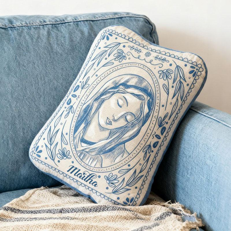 Personalized Virgin Mary Pillow with Custom Name Catholic Home Decor Religious Gift Birthday Gift for Women Graphic 3D Print Pillow