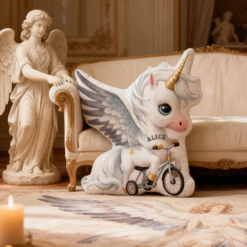 Personalized Angel Princess Pillow Cozy Dreaming Wing Princess Graphic 3D Print French Court Pillow Name Pillow Comfortable Travel Cushion for Kids Girls Riding Lovers