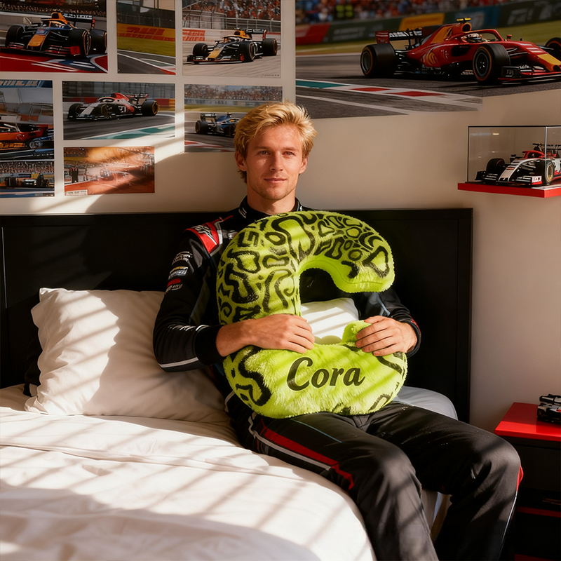 Personalized Racing Pattern Letter Pillow Custom Name Initial Gift for Racers and Racing Enthusiasts