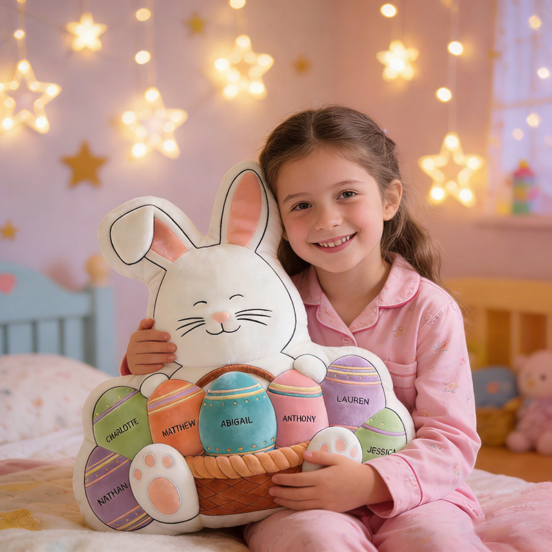Personalized Easter Family Pillow Custom Name Pillow for Girls Kids Family Gift