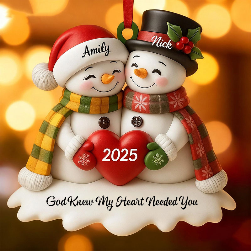 Personalized Snowman God Gave me you Acrylic Christmas Ornament with Name and Text Religious Gift Christmas Tree Decor Christian Gift for Couple