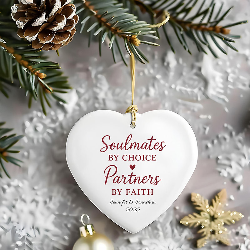 Personalized Soulmates by Choice Partners by Faith Ceramic Ornament with Name and Year Religious Gift Valentine's Gift Anniversary Gift