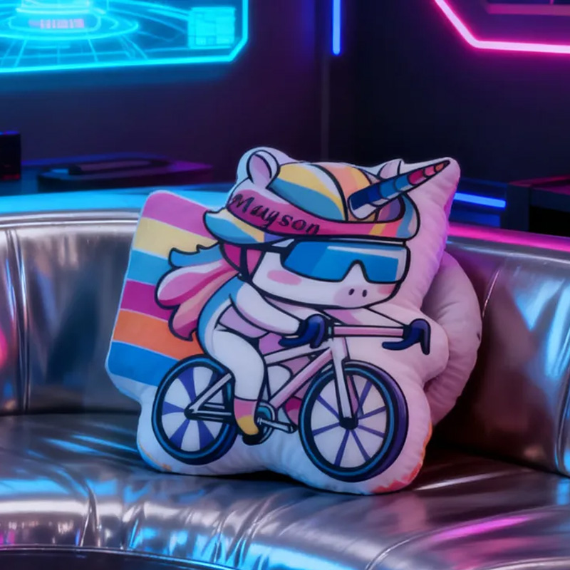 Personalized Cyberpunk Bike Pillow Cozy Graphic 3D Print Gamer Pillow Name Pillow Comfortable Travel Cushion for Kids Girls Riding Lovers