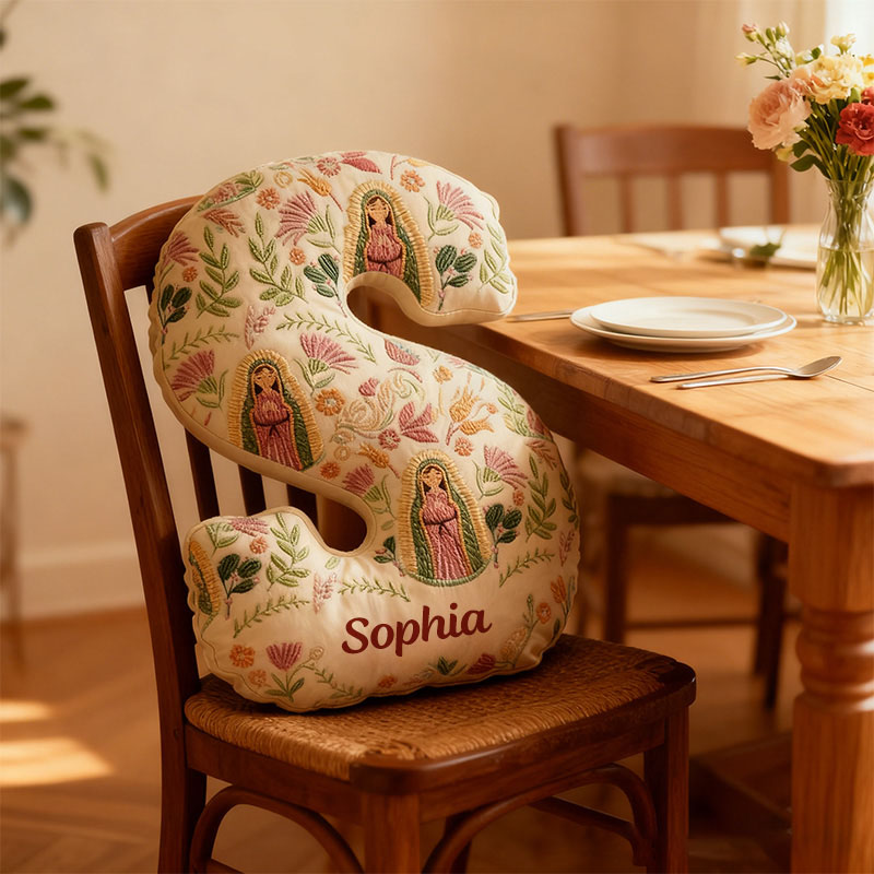 Personalized Our Lady of Guadalupe Letter Pillow with Custom Name Graphic 3D Print Pillow Religious Home Decor Catholic Gift for Women