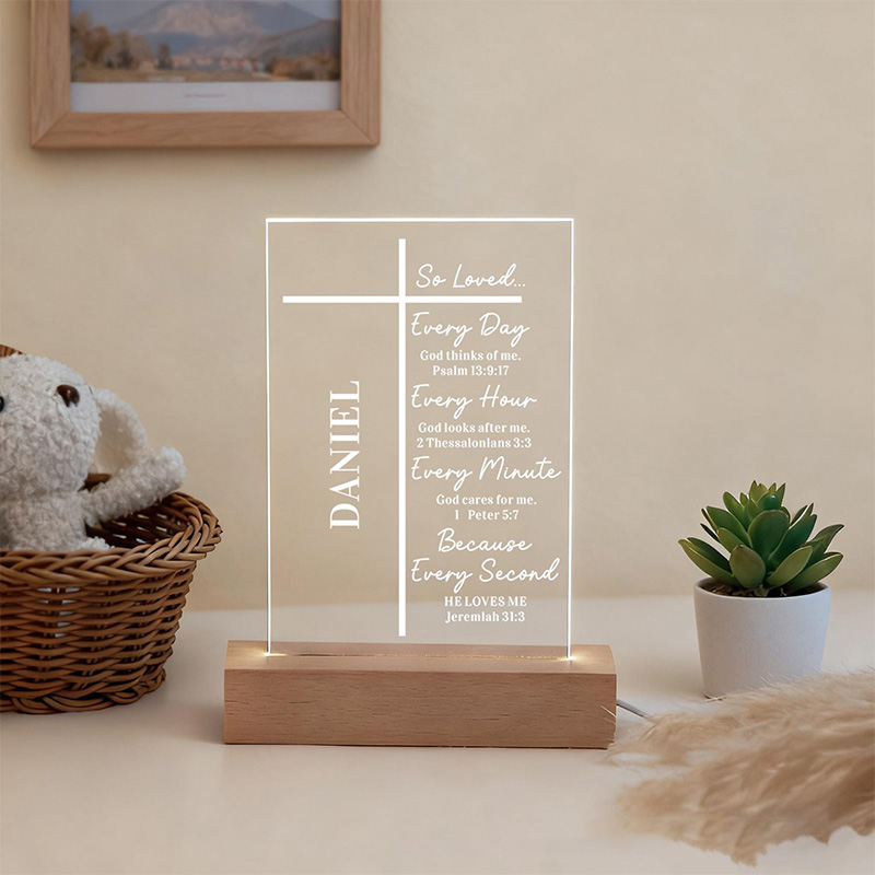 Personalized Bible Verse Cross LED Night Light with Name Home Decor Faith Based Decor Religious Gift Bible Verse Gift for Christians 