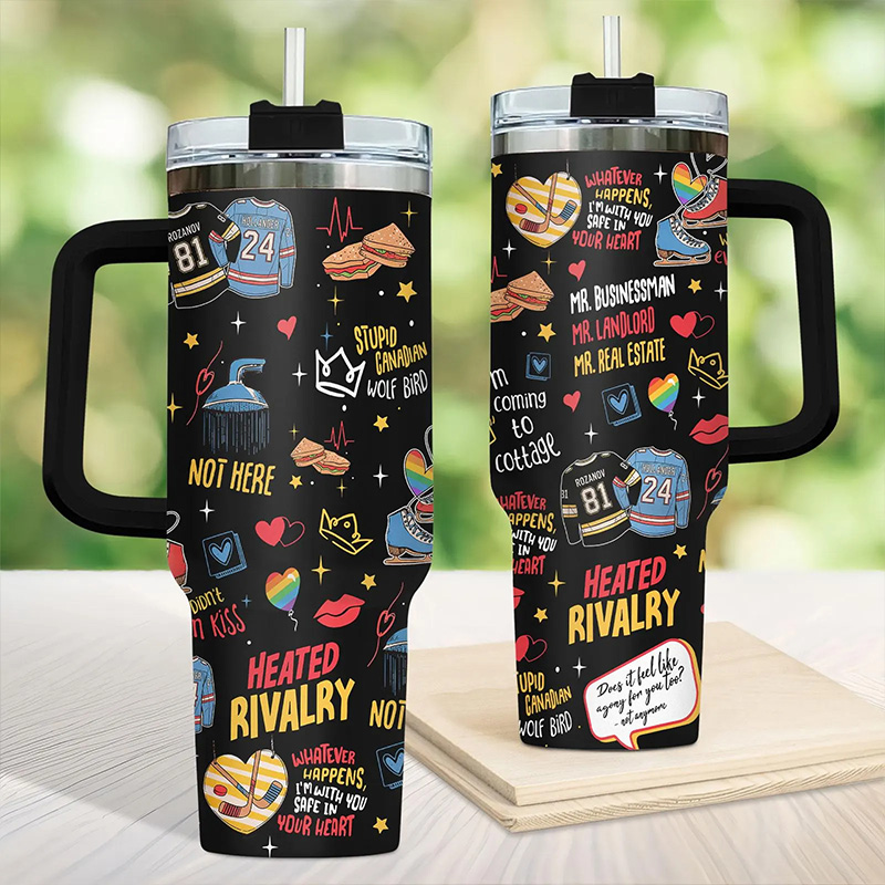 Personalized HR Hockey Design Tumbler for Movie Book Fans Gift