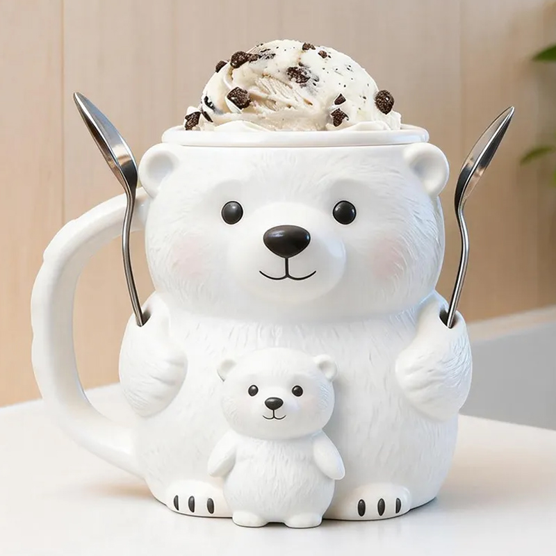 Personalized Polar Bear Ice Cream Pint Holder Cute Custom Freezer Accessory for Kids and Adults Unique Gift Fun Kitchen Decor