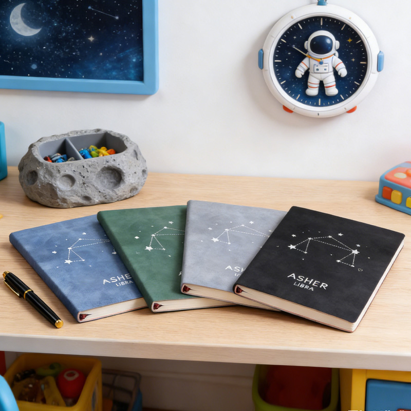 Personalized Zodiac Name Leather Notebook Birthday Gift for Astrology Geek Lovers