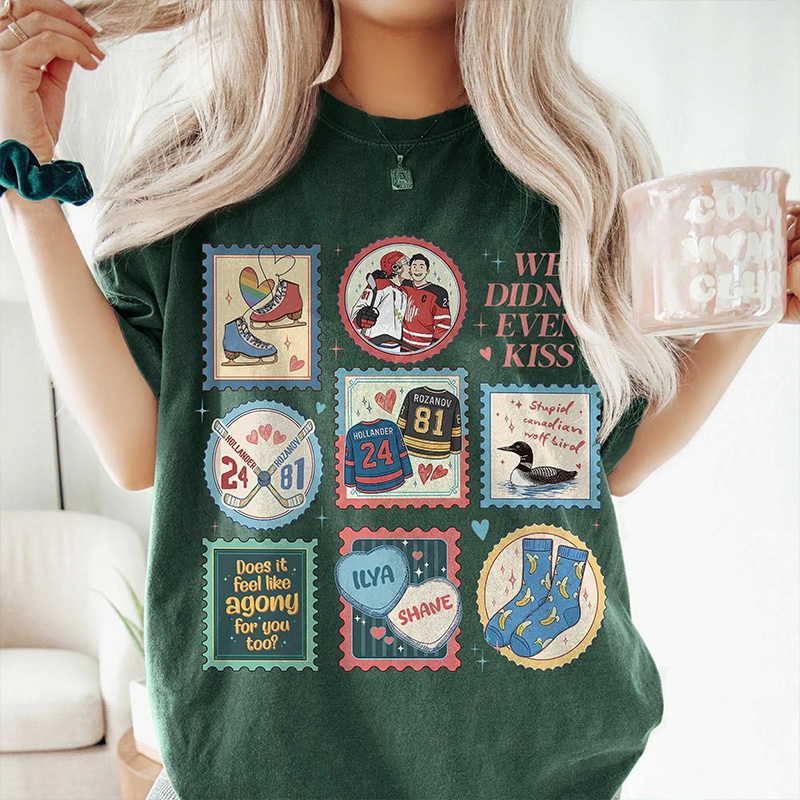 Personalized Hockey Romance Design T-Shirt with Custom Hockey Rivals Couple Shirts, Movie Book Fans Gift