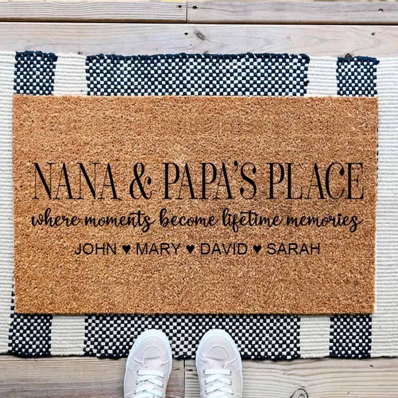 Personalized Where Moments Become Memories Doormat Housewarming Gift Durable Welcome Mat for New Home Indoor Outdoor Door Mat Family Home Decor Rug