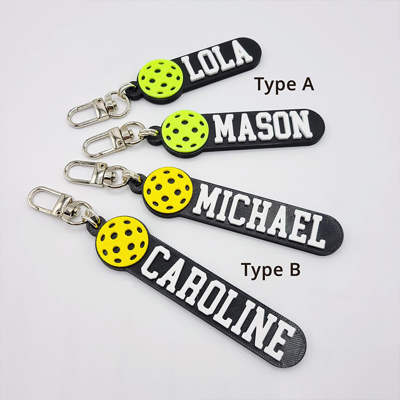 Personalized Pickleball Keychain with Custom Name and 3D Pickleball Design