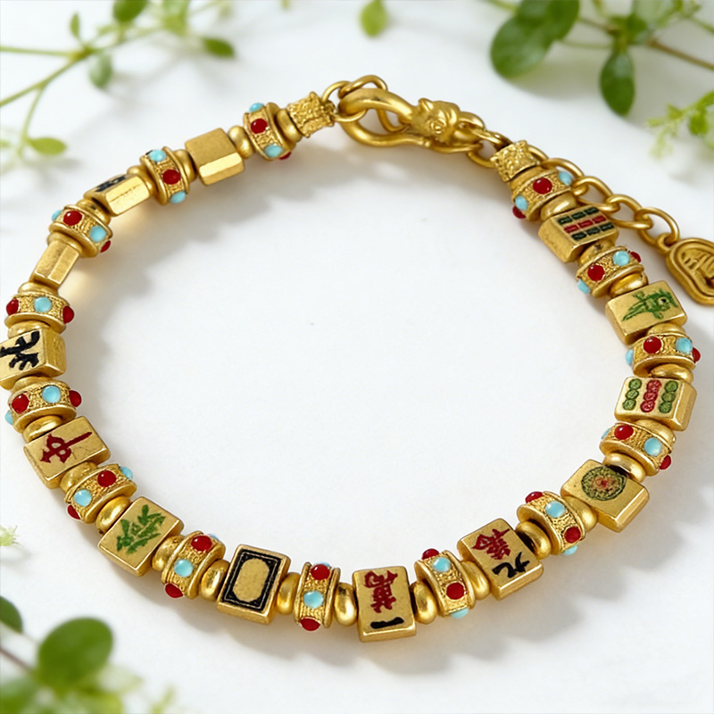 Gold/Silver Mahjong Tile Bracelet Luck & Prosperity MahJong Jewelry Mah Jongg Gift