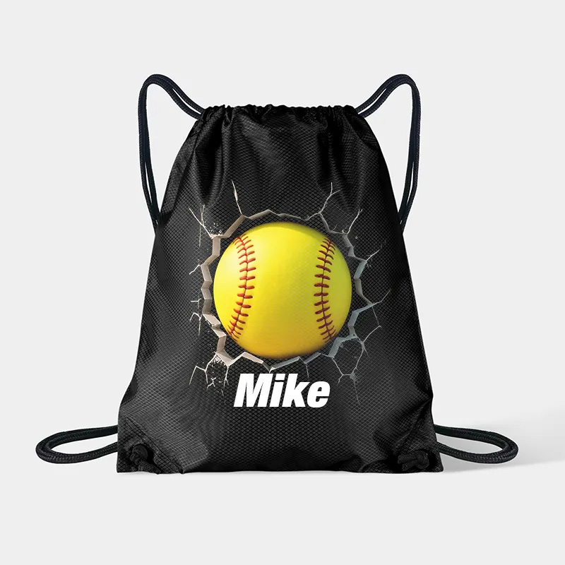 Personalized Soccer, Basketball, Volleyball, and Football Drawstring Backpack with Custom Name and 3D Ball Design