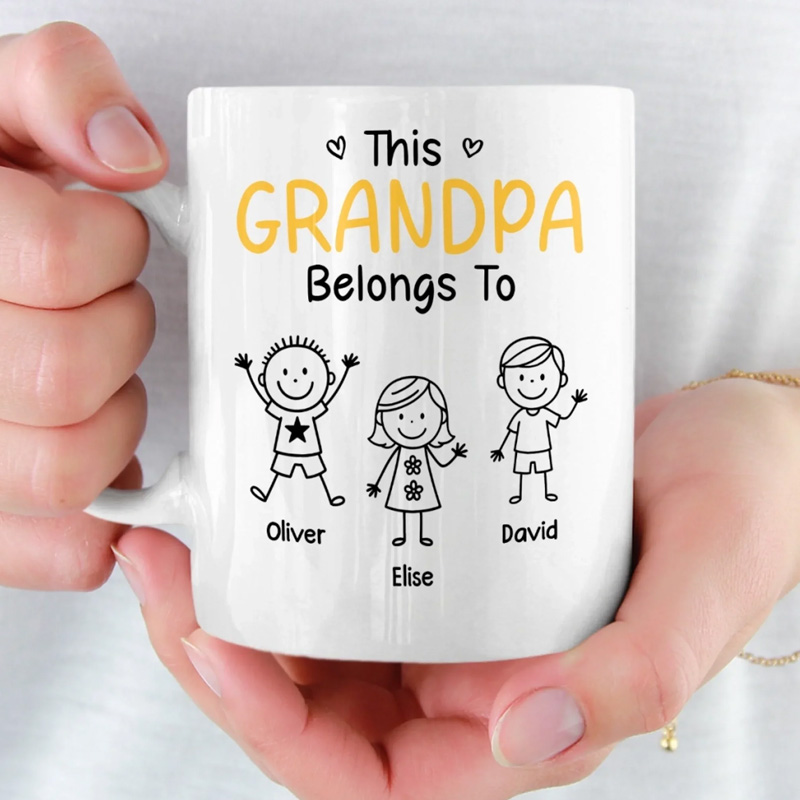 Personalized this Grandpa Belongs to Kids Mug Gifts for Dad Grandpa