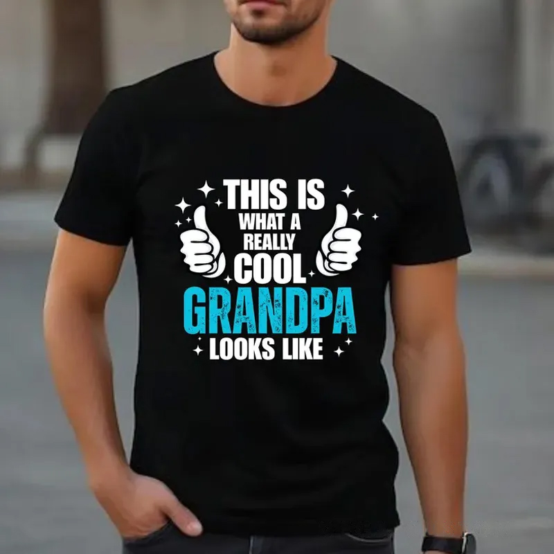 Personalized Grandpa T-Shirt Custom This Is What a Really Cool Grandpa Looks Like Gift for Grandfather Father's Day Birthday Comfortable Cotton Shirt