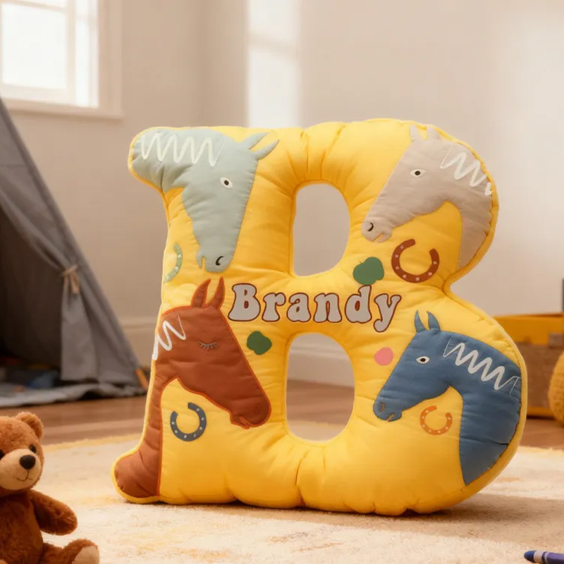 Personalized Riding Equestrian Horse Pillow Floral Horse Custom Name Festive Flower Decor with French Countryside Gifts for Family Graphic 3D Print Riding Lovers