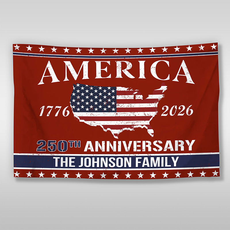 Personalized Family Name America 250th Anniversary Banner House Flag