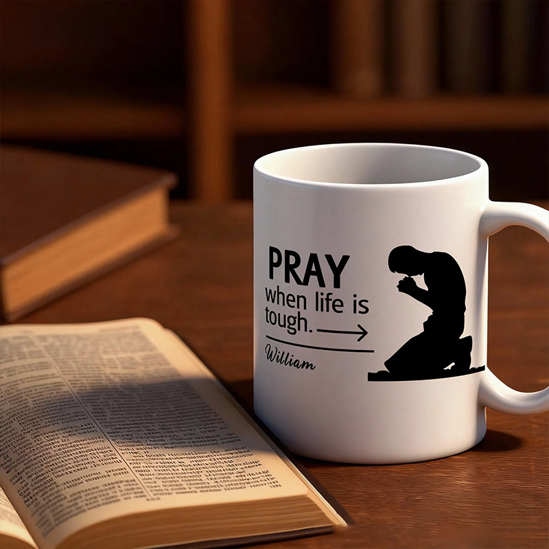 Personalized Prayer Ceramic Coffee Mug with Name Daily Use Home Decor Christening Baptism Gift for Christian