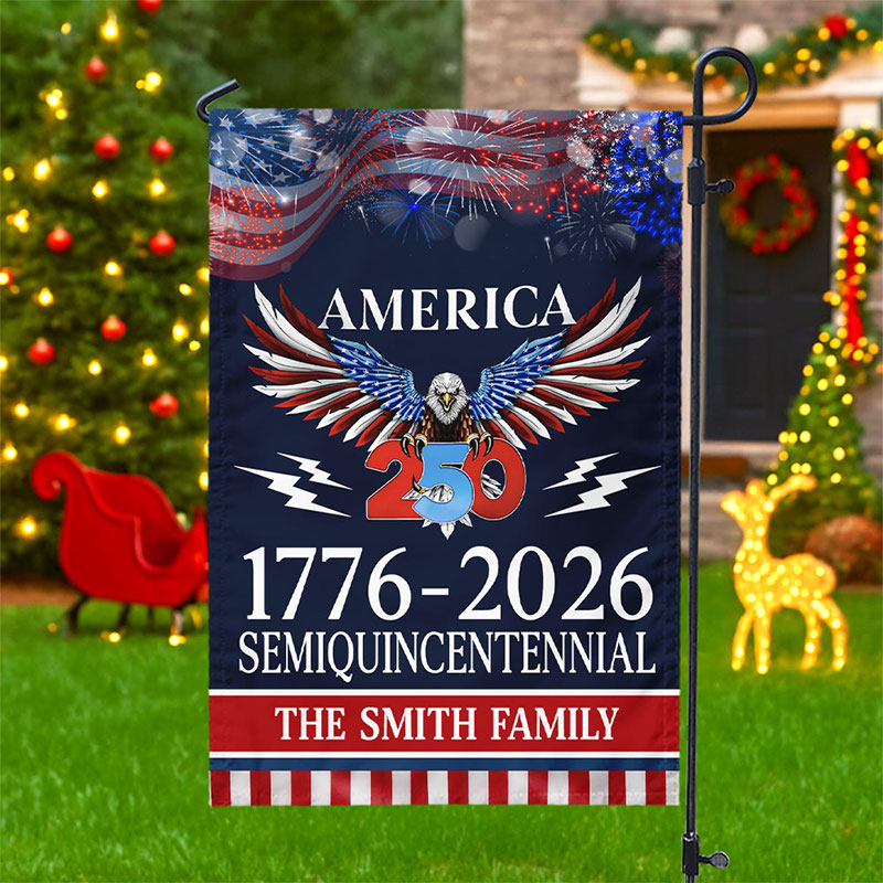 Personalized 250 Years America Semiquincentennial Garden Flag with Family Name