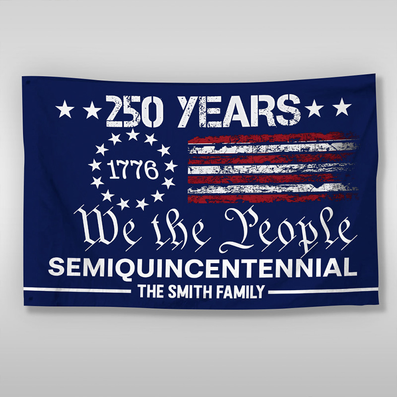 Personalized Family Name We The People America 250 Years House Flag