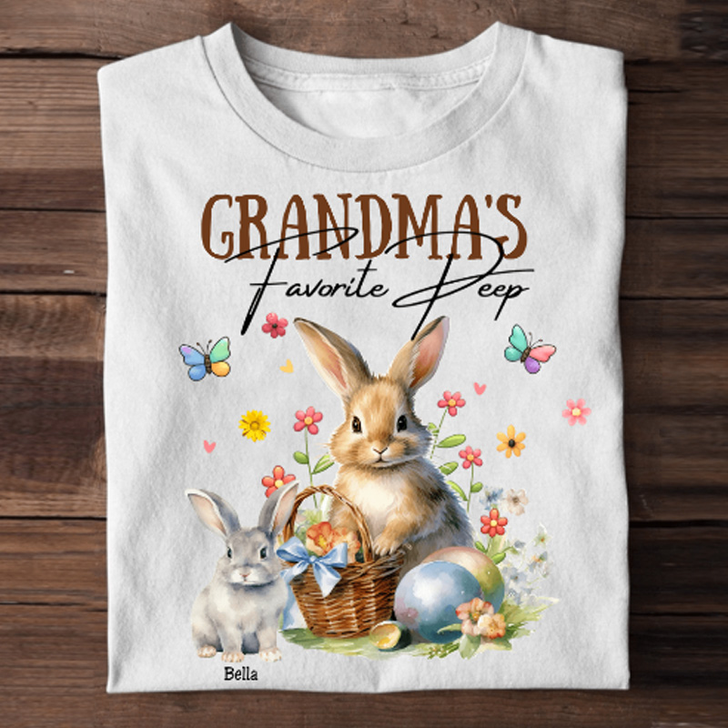 Personalized Grandma's Favorite Rabbit Easter Day Personalized Pure Cotton T-shirt