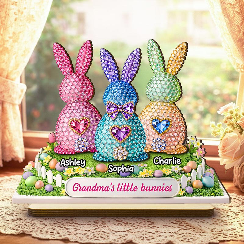 Personalized Grandma's Little Bunnies Easter with Names Custom 2-Layered Wooden Plaque Sentimental Easter Gift for Grandma