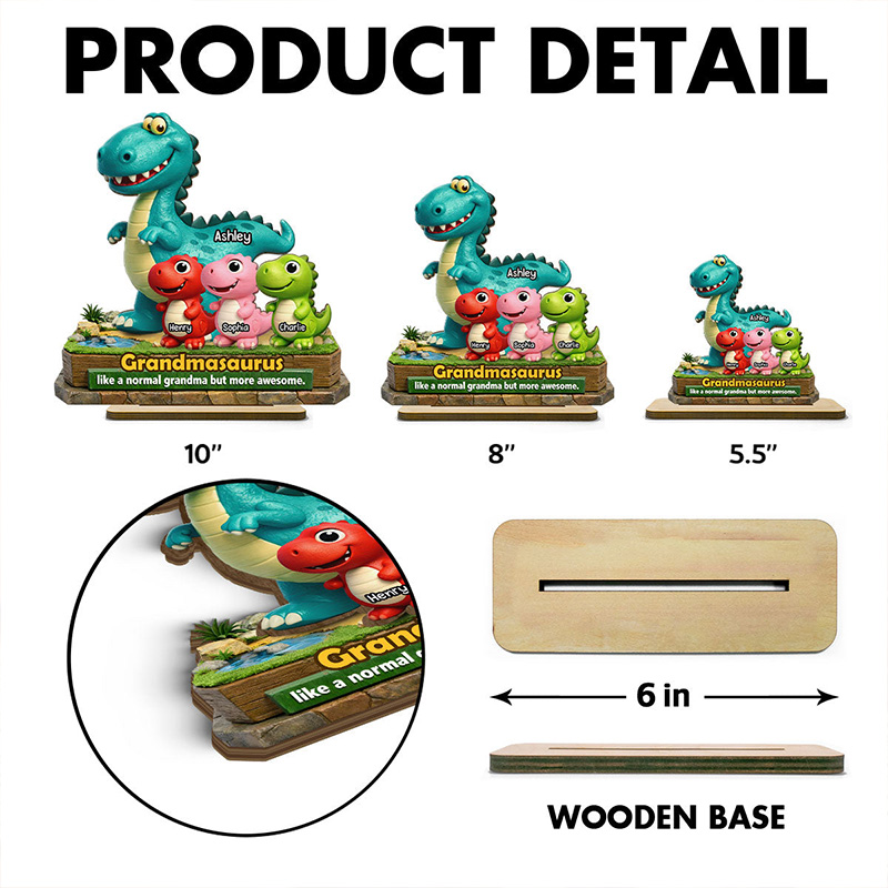 Personalized Grandmasaurus More Awesome 2-Layered Wooden Plaque Gift for Grandma