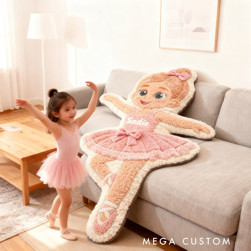 Personalized Ballet Dancers Carpet with Your Name for Kids Unique Decorative Carpet for Girls' Room and Dance Studio