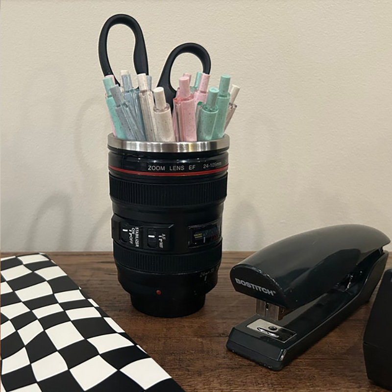 Personalized Camera Lens Pen Holder Gift for Photographer Desk Organizer for Photography Lover Office Pencil Cup Photography Accessories