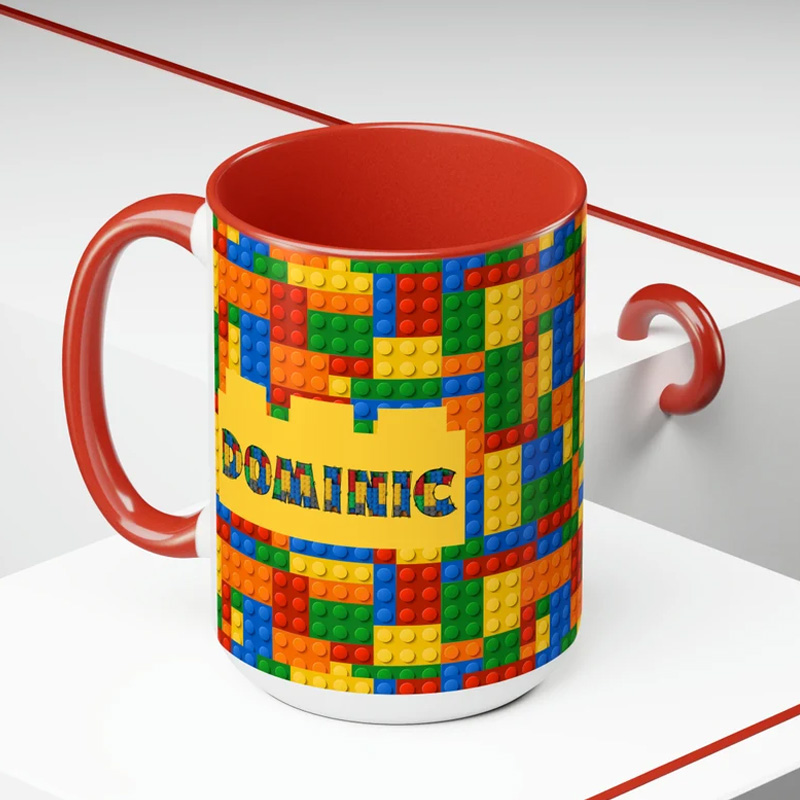 Personalized Building Block Coffee Mug with Names for Geek Lover