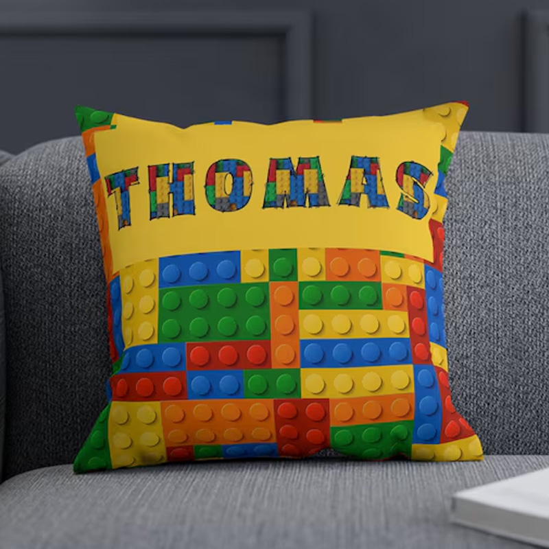 Personalized Building Block Throw Pillow Room Decor Gift for Nerd Geek Lover