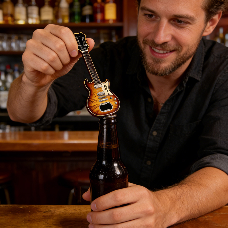 Personalized Guitar Shaped Bottle Opener with Name Concert Celebrations Birthdays Holiday Parties Gift for Guitarists Band Members Music Lovers