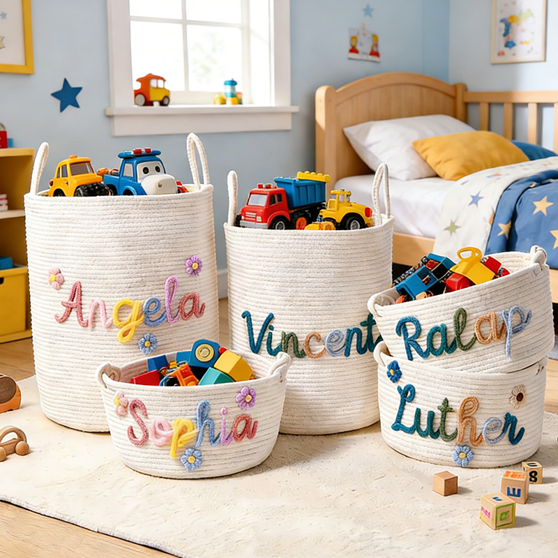 Personalized Handmade Candy Basket Personalized  Name Storage Basket Baby Shower Gift Cotton Rope Basket Nursery Storage Basket Toy Organizer Easter Basket gift for kids 