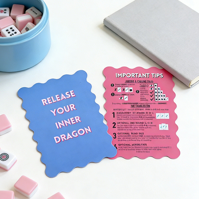 Mahjong Shuffle Card Scalloped Edges & Bright Colors Sized to Store with Mahjong League Cards
