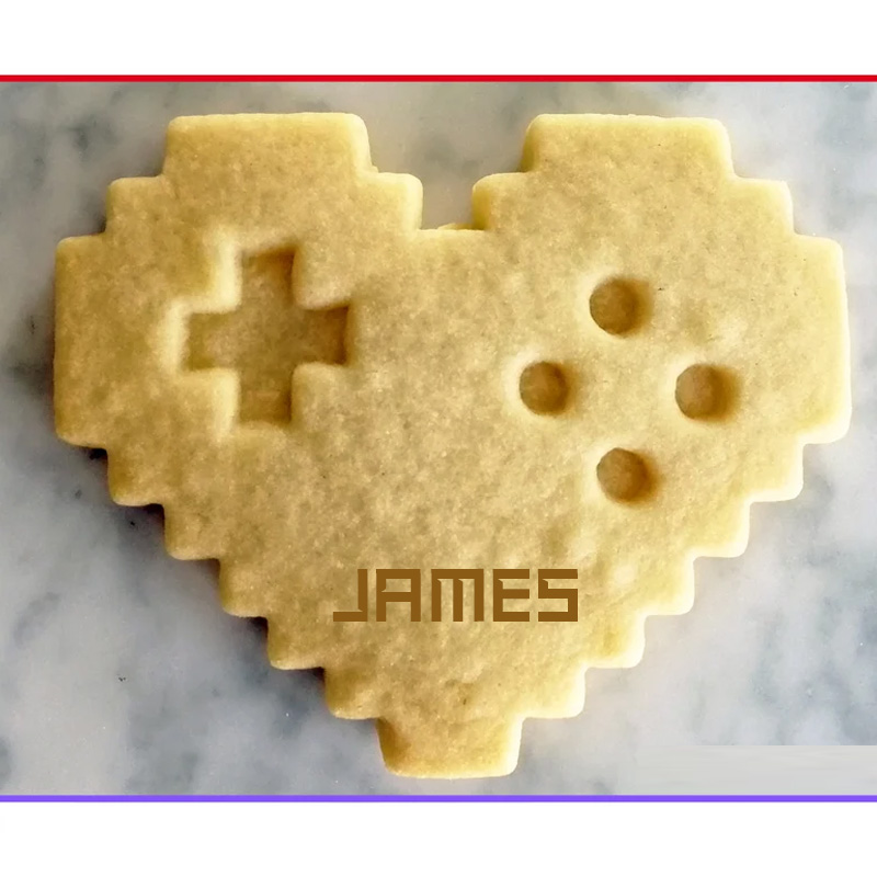 Personalized 8 Bit Gamer Heart Cookie Cutter 3D Printed Baking Supplies Fondant Tool Craft Stamp for Gamer Geek Lover