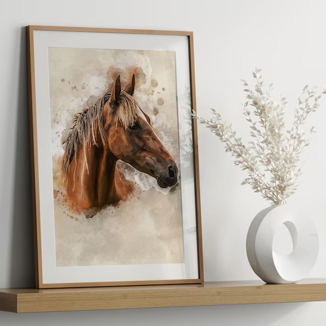 Personalized Horse Gift Photo Portrait Equestrian Art Print Wall Decor Home Decor Gift for Riding Lover