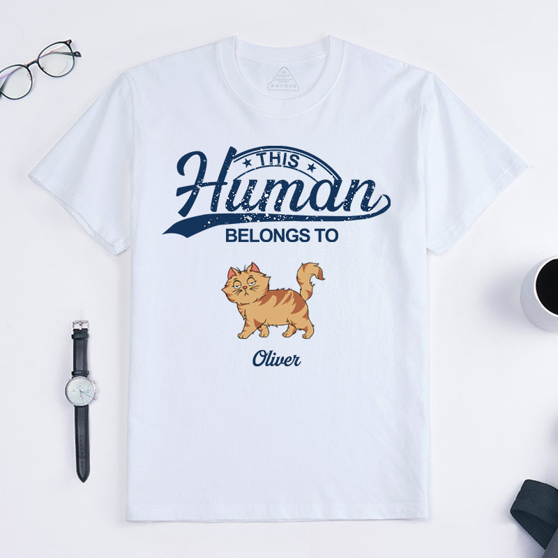 Personalized Cat Lover this Human Belongs to Cat T-Shirt