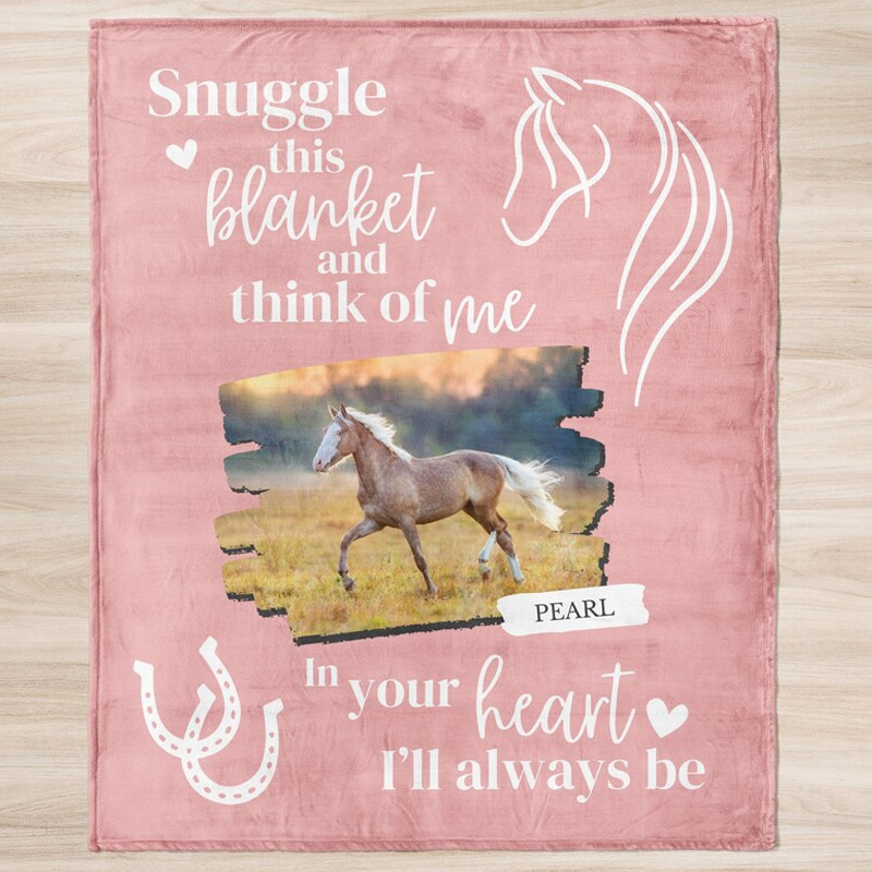 Personalized Blanket Horse Memorial Photo Blanket In Memory Of Horse Gift Throw Blanket for Riding Lovers Equestrian Lovers