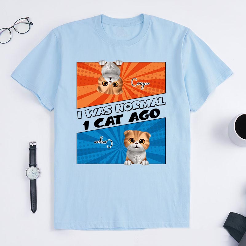 Personalized Cat Lover Comic Style I Was Normal 3 Cats Ago T-Shirt