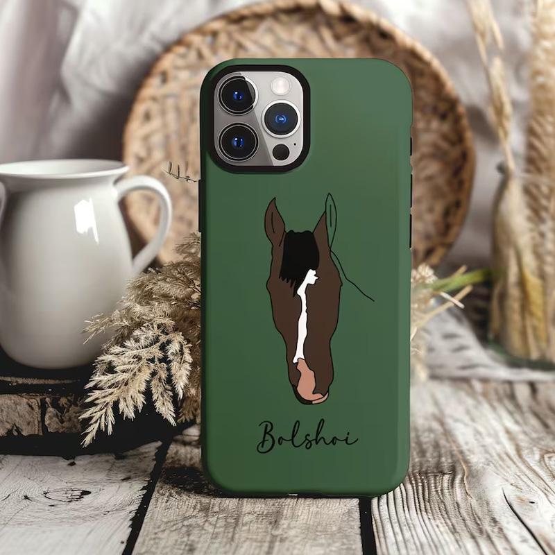 Personalized Horse Line Drawing Case Daily Use Birthday Gift for Riding Lovers Equestrian Lovers Unique Style Phone Cases