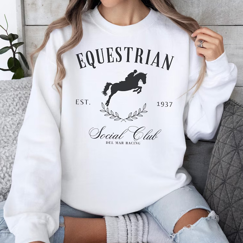 Personalized Equestrian Jump Social Club Sweatshirt Crewneck Shirt Horseback Horse Owner Gift for Riding Lovers