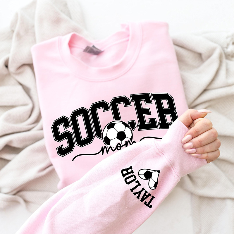 Personalized Soccer Mom Sweatshirt with Custom Name and Stylish Graphic Design