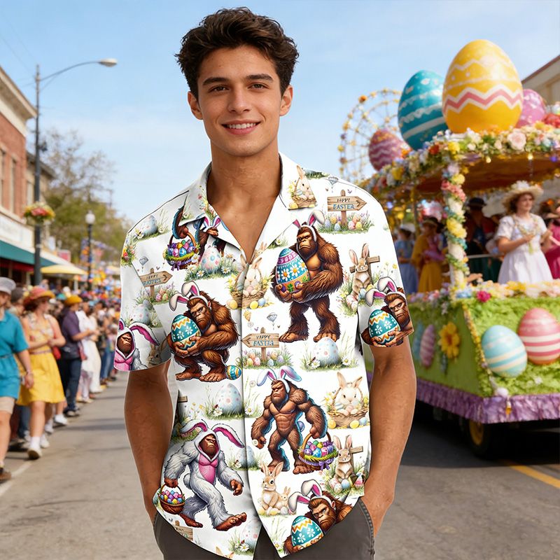 Personalized Alien Pineapple Hawaiian Shirt For Men Tropical Alien Bunny Easter Shirts Easter Gift for Him Husband Boyfriend