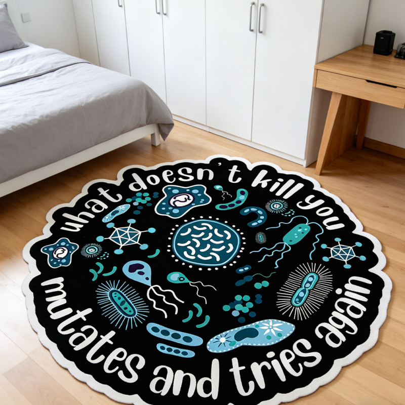 Personalized Nerdy Bacteria Theme Graphic Rug Doormat Kids Nerd Bedroom Playroom Rug Gifts for Geek Lover